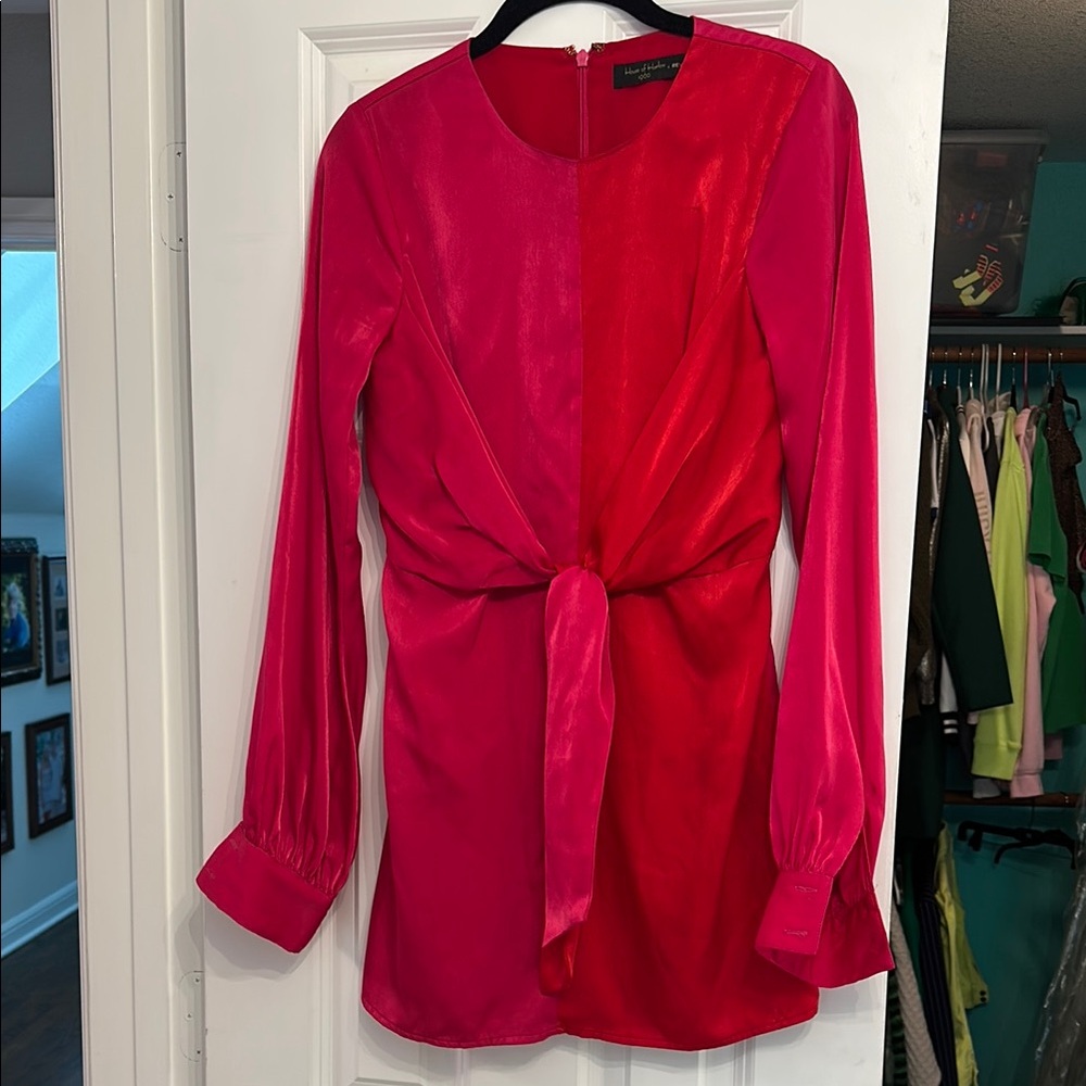 House of Harlow pink & red long sleeve dress